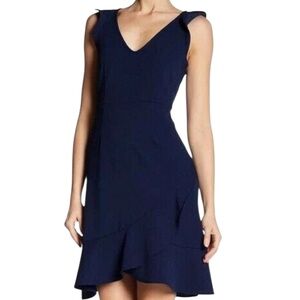 The Vanity Room Navy Crepe
Ruffle Sleeve Dress Women’s Size Medium